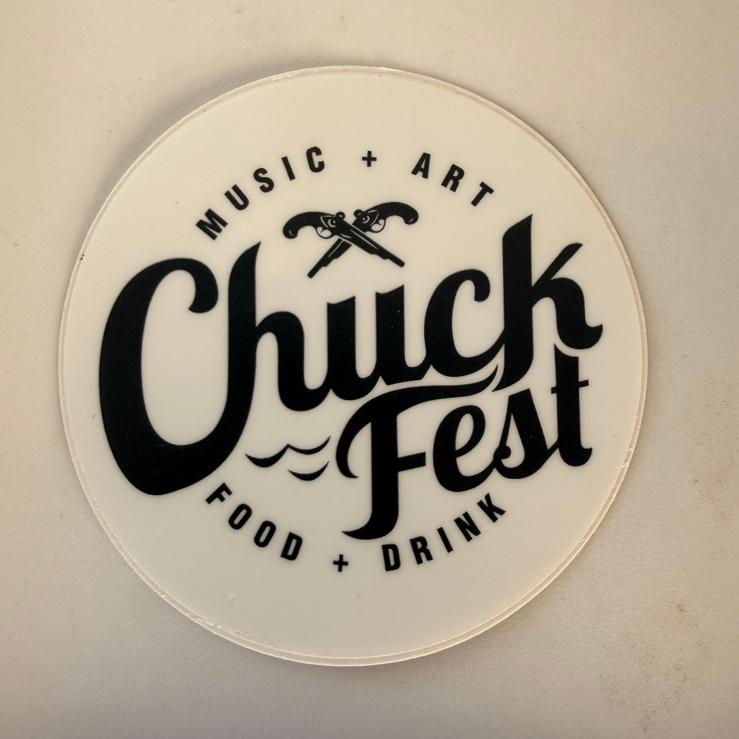 White Circle Chuck Fest Sticker
